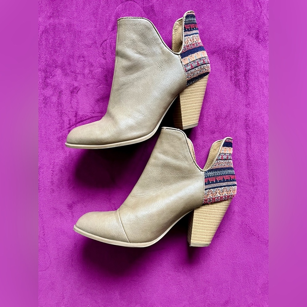 Tan bootie heels